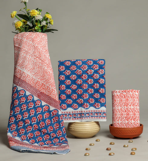 Buti Print Cotton Suit Set with Mulmul Dupatta (PRMUL109)